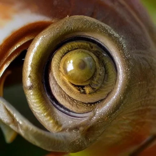 Image similar to a snail with an eyeball for a shell