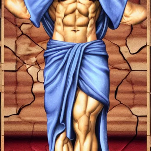 Image similar to jesus as a veiny body builder, extreme detail, 4k, realistic, photograph