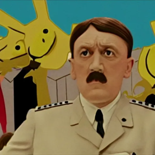 Prompt: Film still of Hitler Speech, in SpongeBob the movie