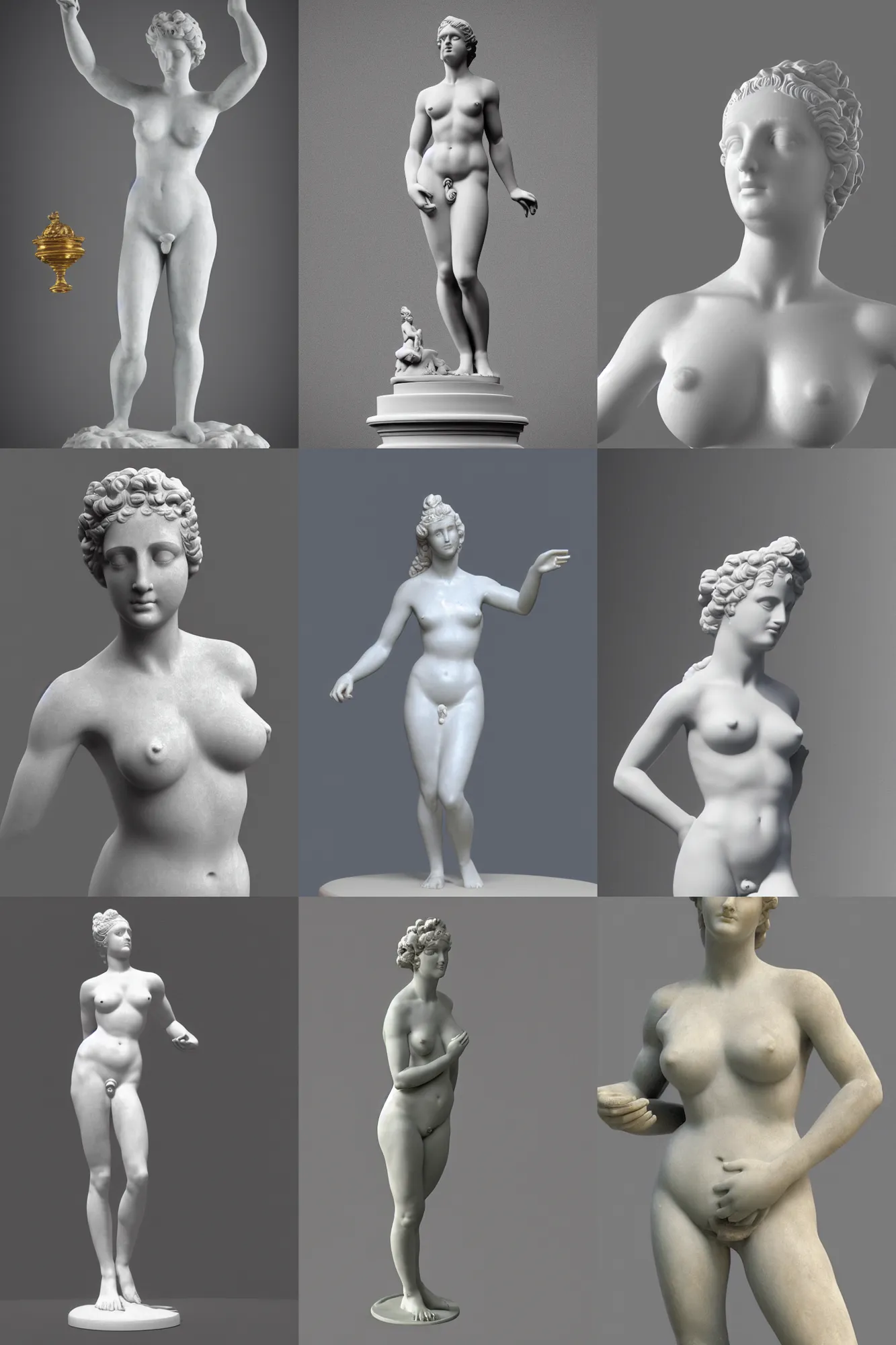 Prompt: venus de milo made by pure white ceramic, a little bit opaque, very very high detailed, octane render, cinematic, elegant, intricate, 8 k