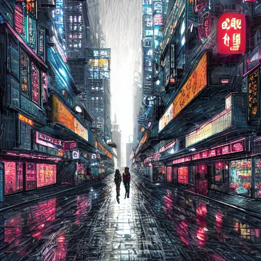 Prompt: researchering impression : cyberpunk chinese cityscape ), by arnold buloweren and lajos gulacsy, line art, speedpainting eternal sunshine of a spotless mind, 8 k resolution