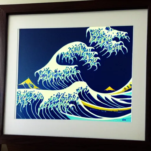 Image similar to the great wave made of spaghetti