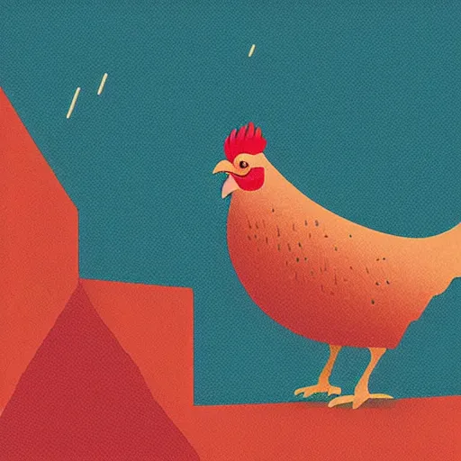 Prompt: retro sci - fi, 2 d flat illustration, very wise chicken, highly detailed