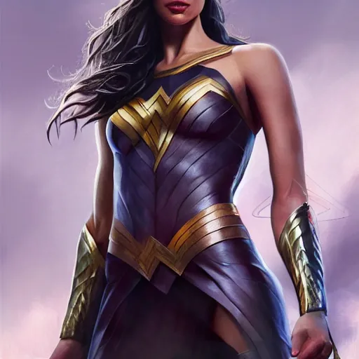 Image similar to gal gadot in the style of stefan kostic, realistic, full body, sharp focus, 8 k high definition, insanely detailed, intricate, elegant, art by stanley lau and artgerm