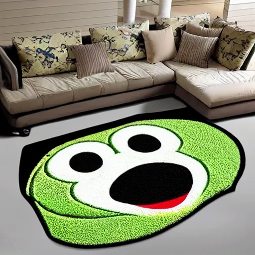 Image similar to pepe the frog as carpet deco