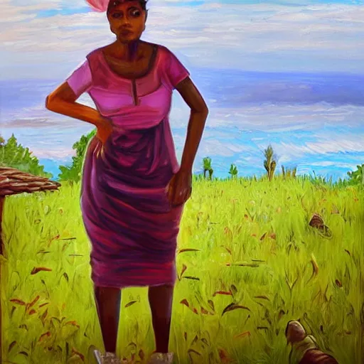 Prompt: a portrait of a character in a scenic environment by Nadine Ijewere