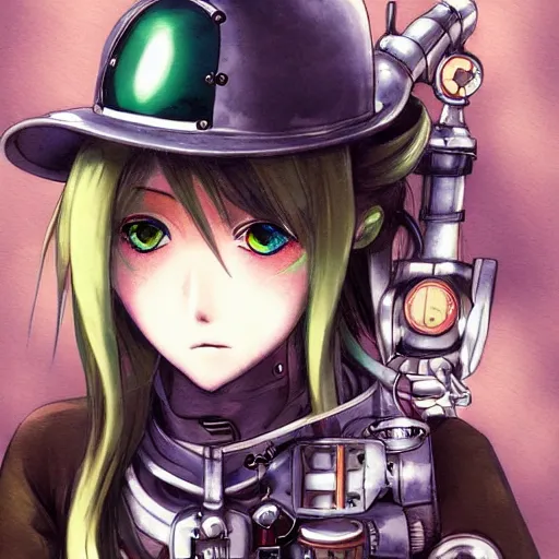 Image similar to anime girl that is a steampunk cyborg, portrait, studio ghibli, extremely detailed,