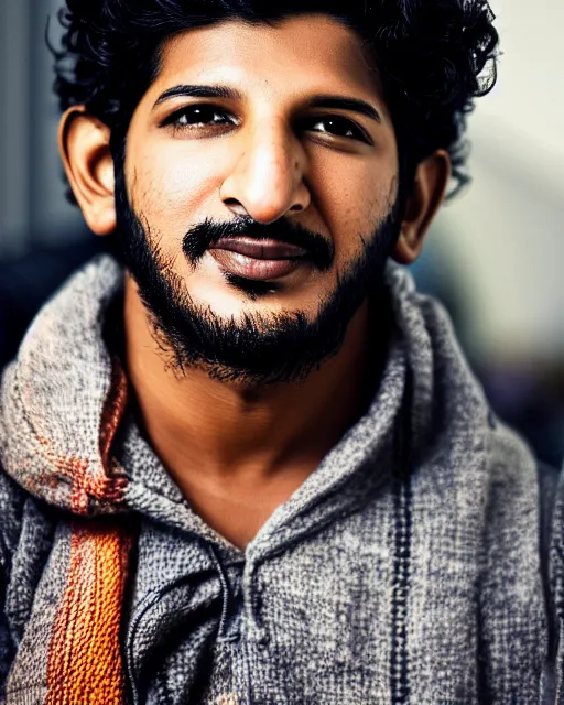 Prompt: A portrait of Dulquer Salmaan, highly detailed, trending on artstation, bokeh, 90mm, f/1.4