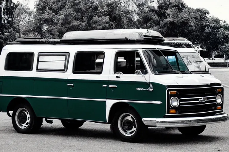 Prompt: “ a photo of a black 1 9 7 2 chevrolet g 1 0 van ”