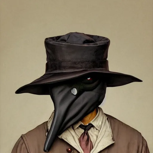 Image similar to A plague doctor front portrait by Norman Rockwell masterpiece, octane trending on cgsociety, Extremely detailed, 8k, profile picture