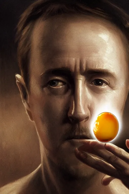 Image similar to edward norton's face in a boiled egg, highly detailed, dramatic lighting, concept art by caravaggio and greg rutkowski and artgerm