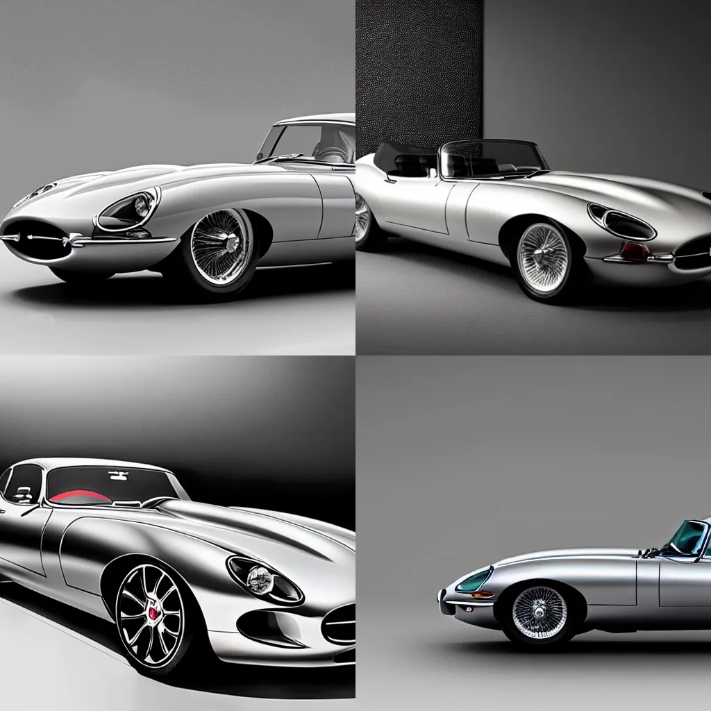 Prompt: a 2025 Jaguar E-type concept, studio lighting