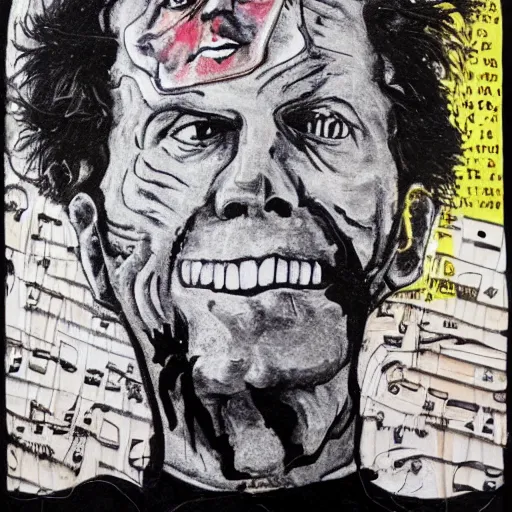 Prompt: tom waits in the style of outsider art