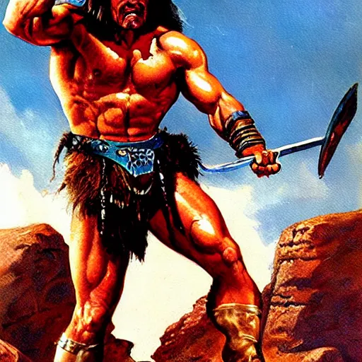 Image similar to conan the barbarian painting by earl norem