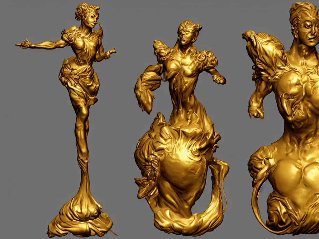 Prompt: golden art by Zbrush