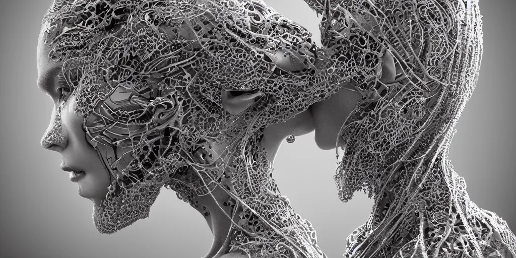 Prompt: realistic photography of a beautiful cyborg androgynous humanoid, back, reaching, holding close, in liquid, intricate filigree, in the style of beth cavener, jin kagetsu, wlop, highly detailed, symmetry, masterpiece, concept art, ringflash, highkey lighting, ambient lighting, octane render, 8 k, artstation