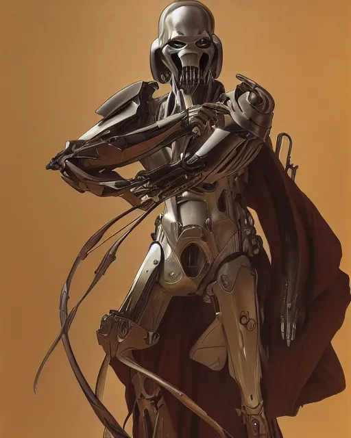 Image similar to 5 5 mm photo of general grievous. art by artgerm, alphonse mucha and greg rutkowski. highly detailed 8 k. intricate. lifelike. soft light. nikon d 8 5 0.