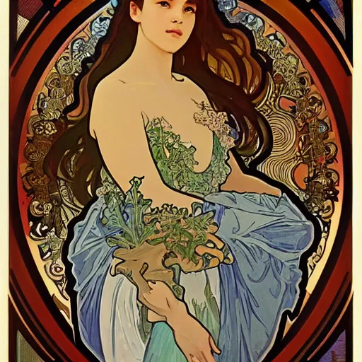 Image similar to lalisa manobal, extremely detailed, french noveau, alphonse mucha