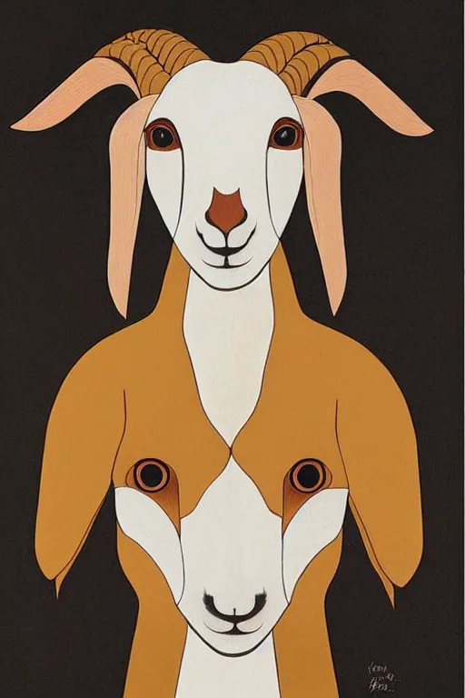 Image similar to portrait of a mystic goat by hayv kahraman