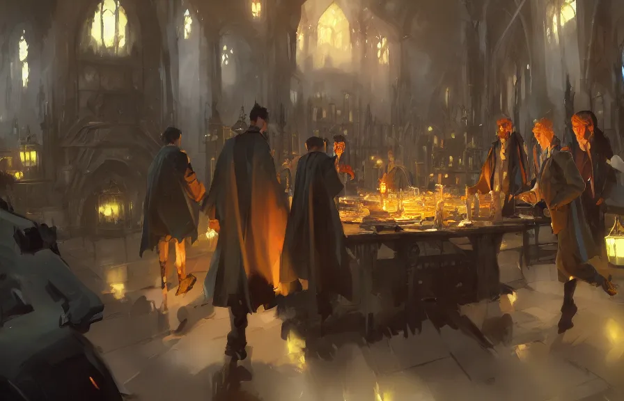 Prompt: greg manchess concept art of a the hogworts dimension, key visual, ambient lighting, highly detailed, digital painting, artstation, concept art, sharp focus, by makoto shinkai and akihiko yoshida and hidari and wlop and greg rutkowski