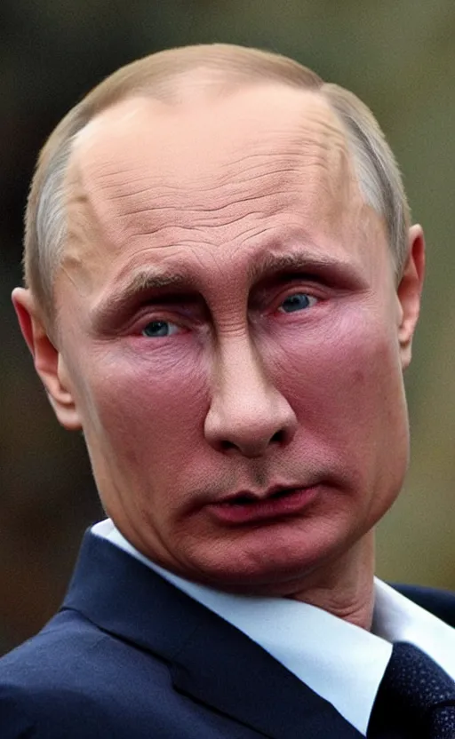 Prompt: high quality photo of vladimir putin looking pathetic, old, ugly, and angry