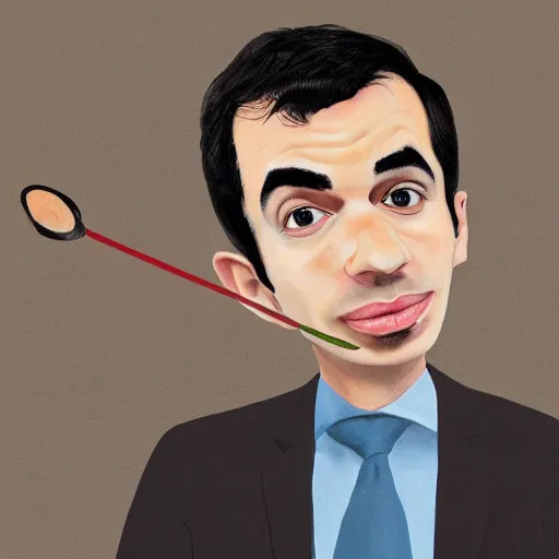 Prompt: detailed cartoon portrait of nathan fielder peeping tom, sharp high quality