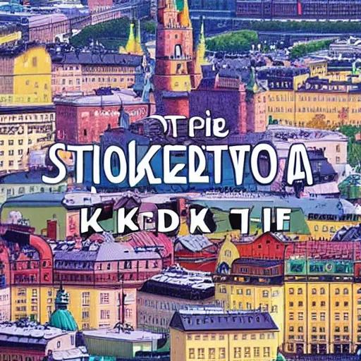 Image similar to stockholm in the style of anime
