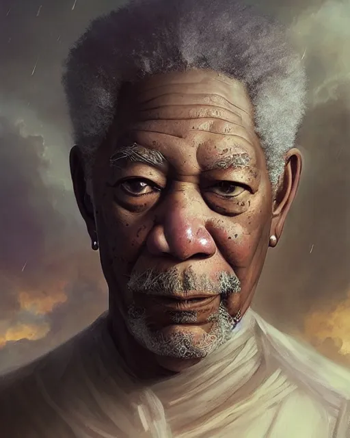 Image similar to highly detailed portrait, morgan freeman as hades, greek mythology, stephen bliss, unreal engine, fantasy art by greg rutkowski, loish, rhads, ferdinand knab, makoto shinkai and lois van baarle, ilya kuvshinov, rossdraws, tom bagshaw, global illumination, radiant light, detailed and intricate environment