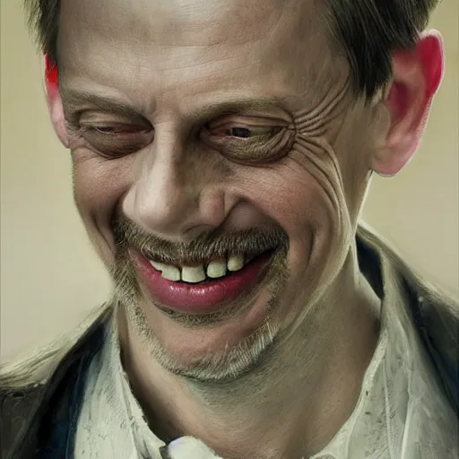 Prompt: hyperrealistic mixed media high resolution painting of a Steve Buscemi smiling in the civil war, stunning 3d render inspired art by István Sándorfi and Greg Rutkowski, perfect symmetry, dim volumetric lighting, 8k octane beautifully detailed render, post-processing, extremely hyper-detailed, intricate, epic composition, highly detailed attributes, highly detailed atmosphere, cinematic lighting, masterpiece, trending on artstation, very very detailed, masterpiece, stunning, flawless structure, lifelike texture, perfection,