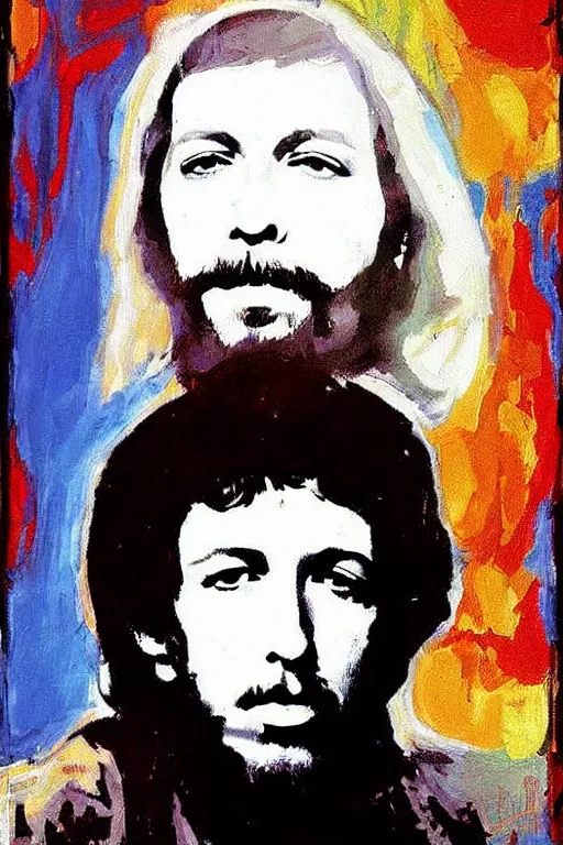 Image similar to Poster artwork, painting of Duane Allman by Bob Dylan