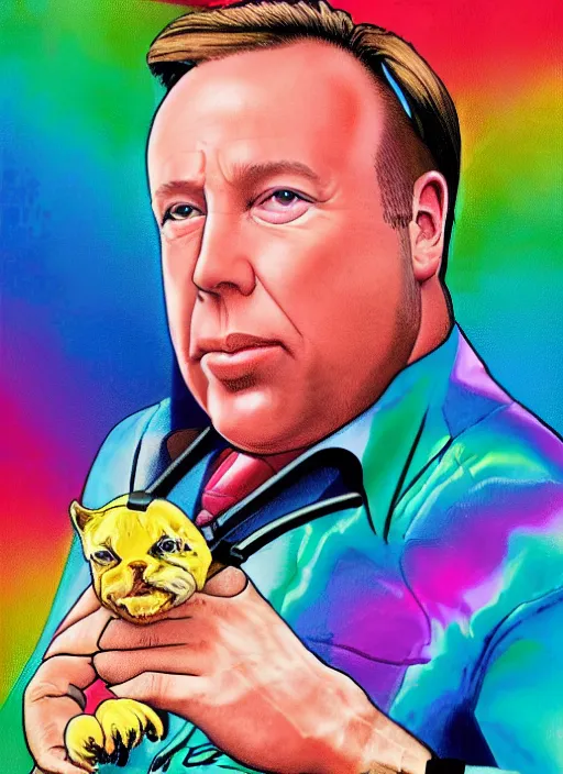 Image similar to alex jones by lisa frank and Zbigniew Brzezinski