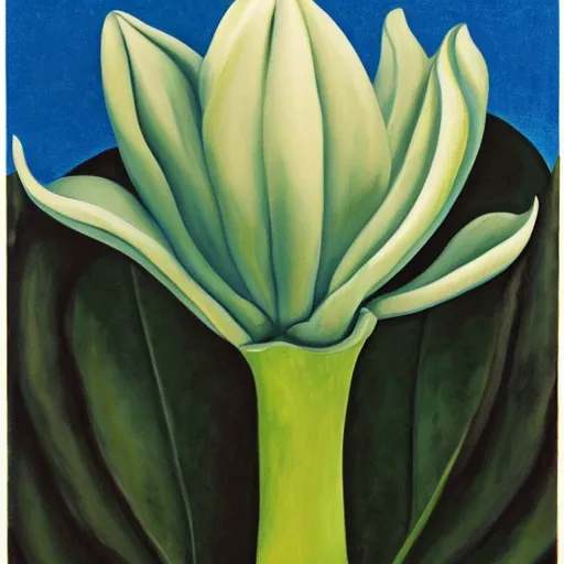 Image similar to georgia o'keeffe painting of a corpse flower