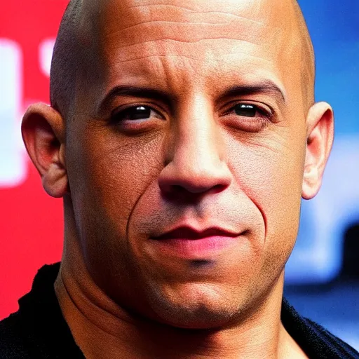 Prompt: Vin Diesel raising an eyebrow, just like the Rock did