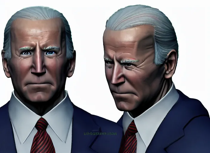 Image similar to 3 d model of joe biden character in fighting game, stylized 3 d graphics, hdr, ultra graphics, ray tracing, 4 k image