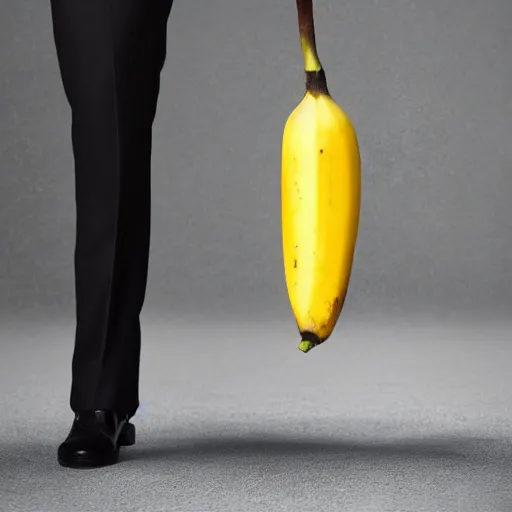 Image similar to an antropomorphic banana wearing a business suit