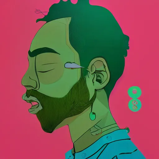 Image similar to profile picture by sachin teng, miami, organic painting, marijuana smoke, matte, hiphop, hard edges, energetic, 3 d shapes, asymmetrical, smoke, green, masterpiece