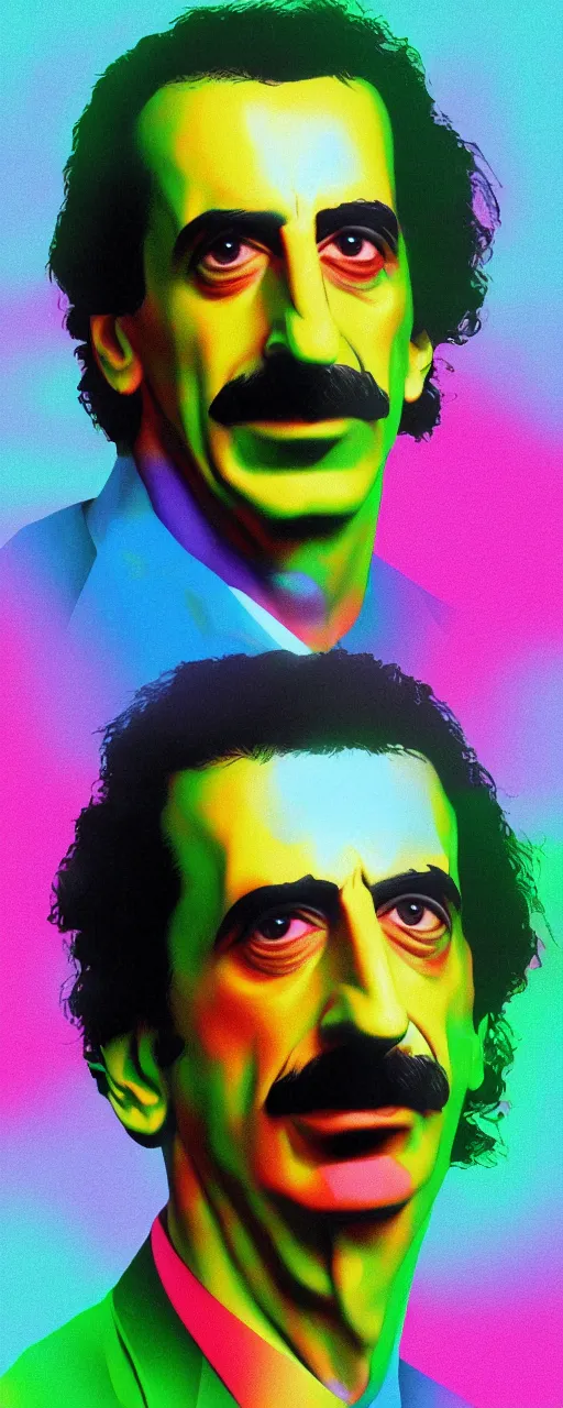 Prompt: A 3d rendered colourful portrait of frank zappa, digital art