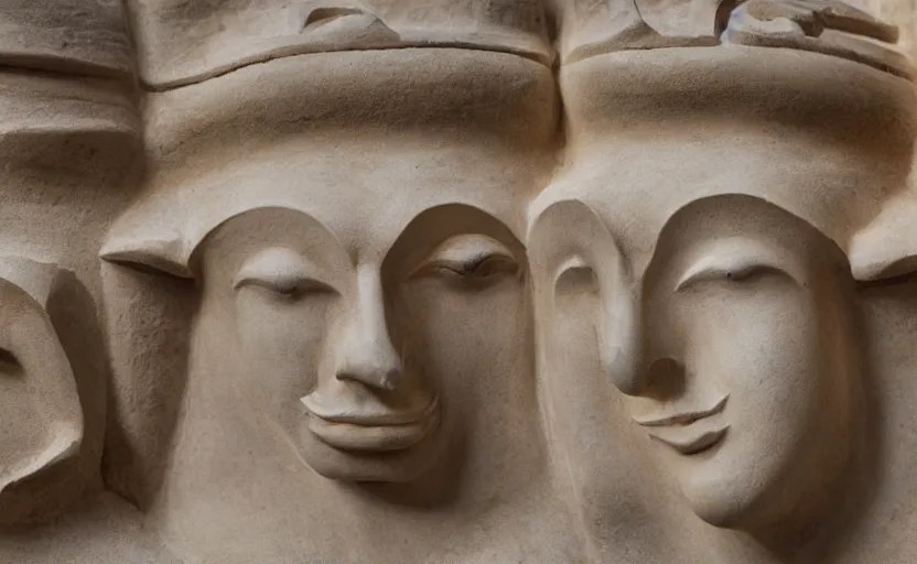 Image similar to marble sculpture of masked dune dynasty on the art deco streets of the undying empire city of ya - sattra during the festival of masks inside a museum hd 4 k photorealistic atmospheric light