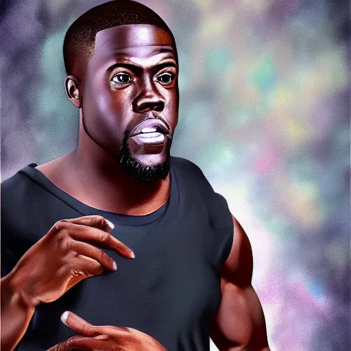 Image similar to super tall kevin hart, ultra realistic, hyper detailed, digital painting,