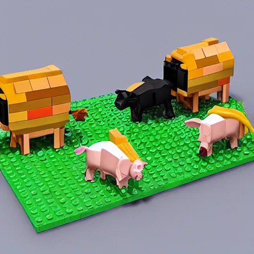 Prompt: Napoleon animal farm pig lego 3d model