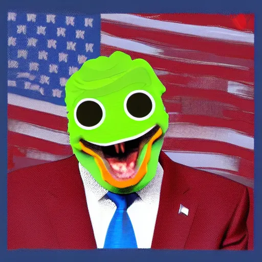 Image similar to Donald Trump as a Pepe Frog, digital art