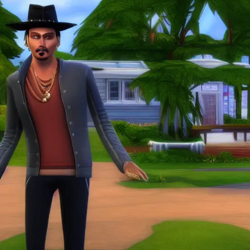 Prompt: Johnny Depp in the Sims 4