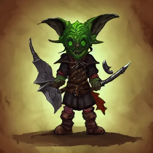Image similar to cute tiny goblin girl wearing hunter armor from Bloodborne and a wizard hat, geeen skin, d&d, Newgrounds