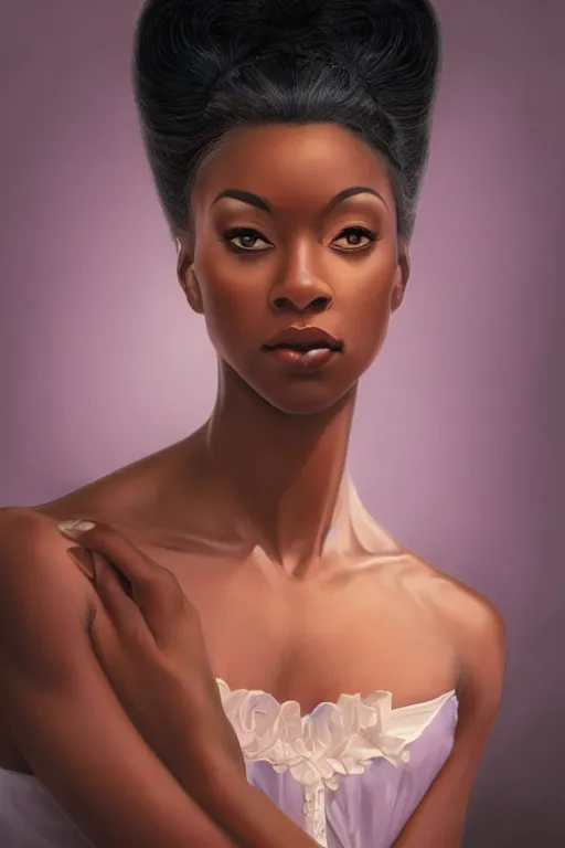 Image similar to hyperrealistic photography of a highly detailed and symmetrical gorgeous black female ballerina in the style of vargas and wlop, highly detailed, face symmetry, masterpiece, award - winning, sharp focus, intricate concept art, ambient lighting, 8 k, artstation