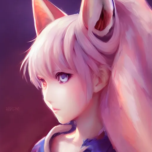 Image similar to anime portrait of a fox girl by Stanley Artgerm Lau, WLOP, Rossdraws, James Jean, Andrei Riabovitchev, Marc Simonetti, and Sakimichan, trending on artstation