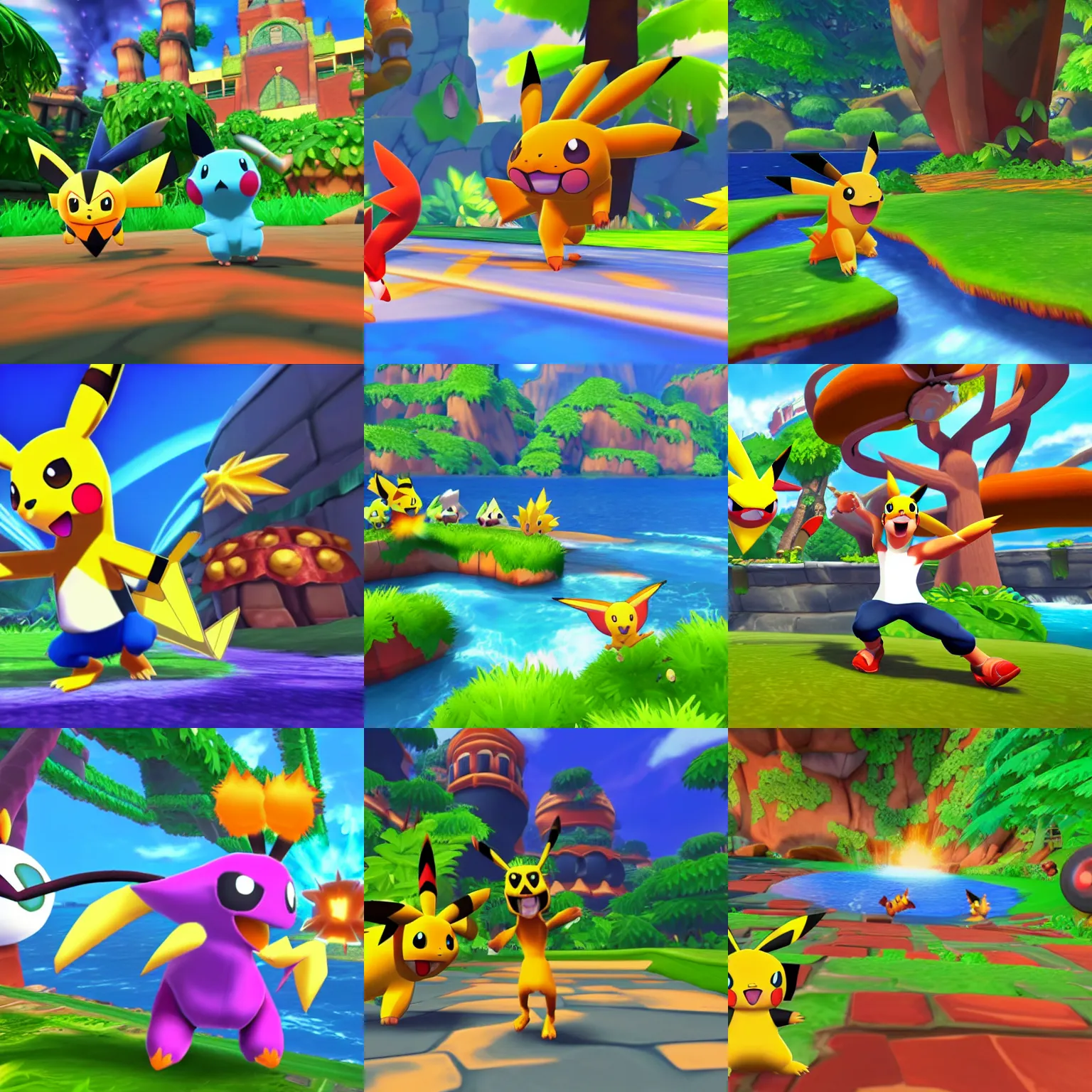 Prompt: Screenshot of Pokémon in Crash Bandicoot