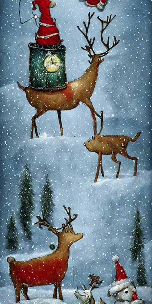 Prompt: a reindeer christmas scene by alexander jansson