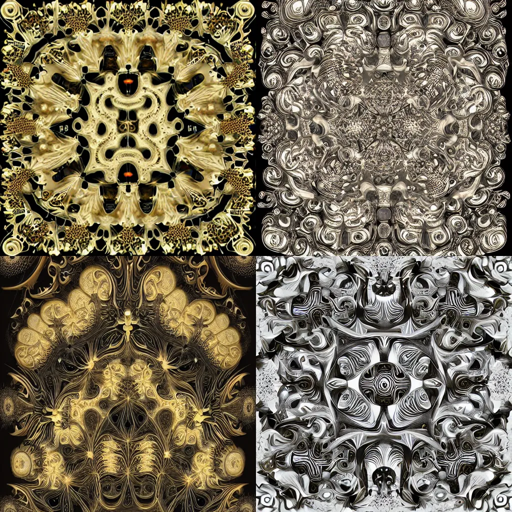 Prompt: fractal automaton. behance contest winner, generative art, baroque, intricate patterns