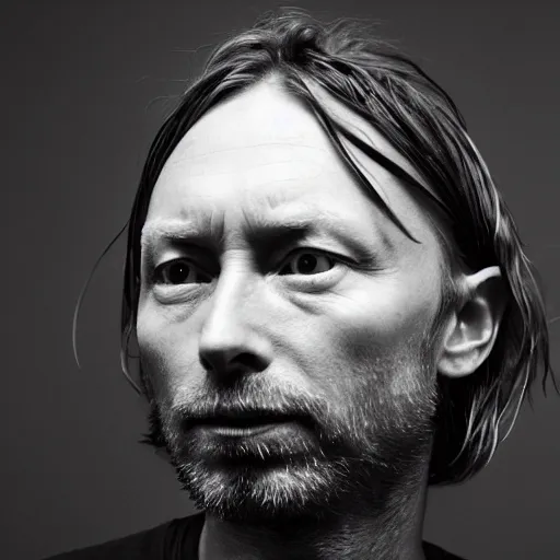 Prompt: Thom Yorke singer songwriter, a photo by John E. Berninger, ultrafine detail, chiaroscuro, private press, associated press photo, angelic photograph, masterpiece