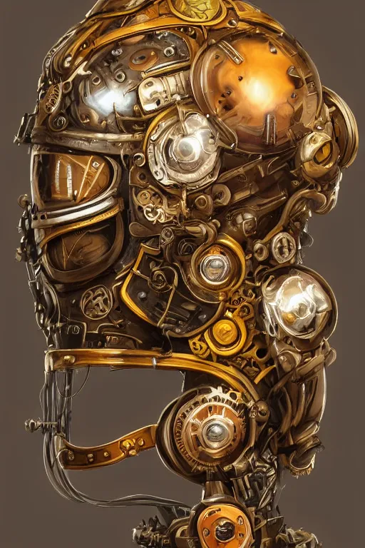 Image similar to steampunk helmet fantasy art mask robot ninja stylized digital illustration sharp focus, elegant intricate digital painting artstation concept art global illumination ray tracing advanced technology chaykin howard and campionpascale and cooke darwyn and davis jack